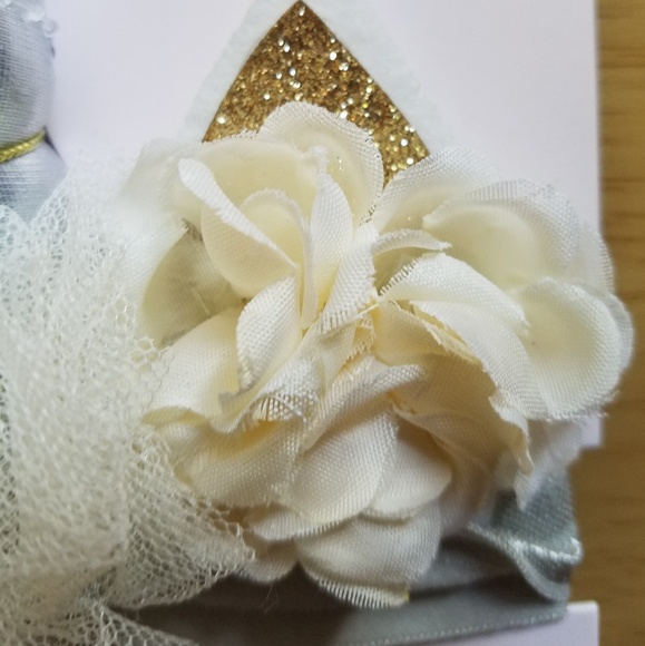 Wee Tots Unicorn Floral Gold & Silver Headwrap - Picture 2 of 4